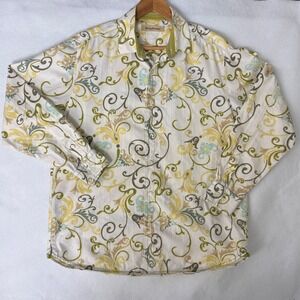 Tommy Bahama Mens Cotton Silk Scroll Paisley Long Sleeve Button Up Shirt Size M
